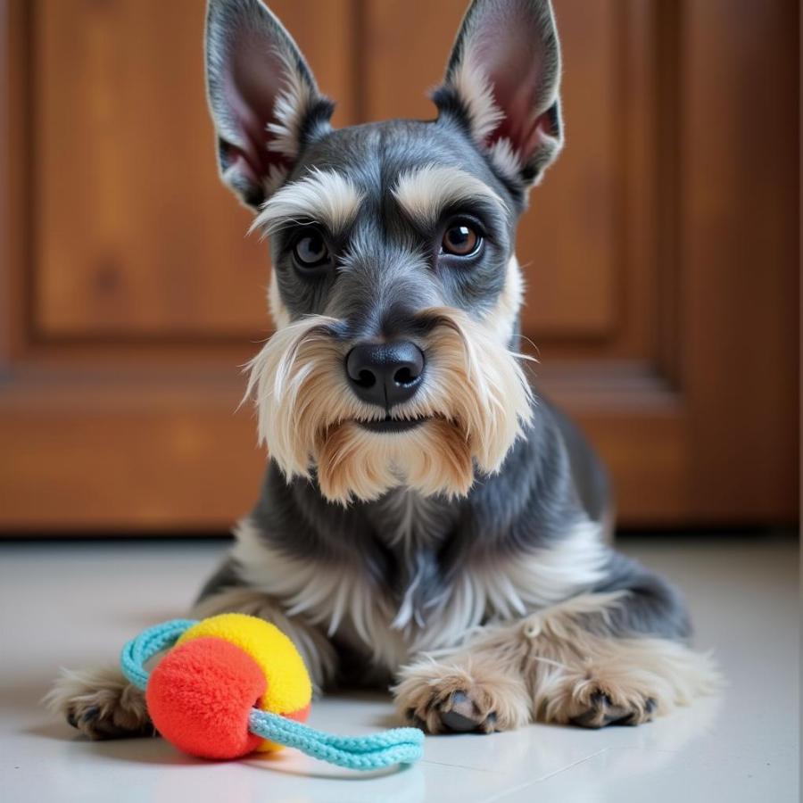 Miniature Schnauzer with a Toy