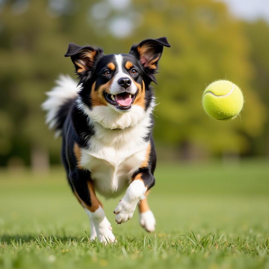 Mixed Breed Dog Playing Fetch