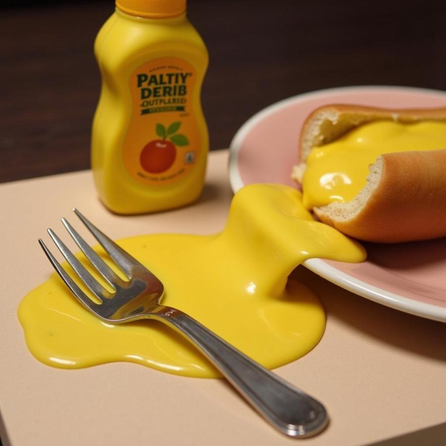 Mustard Bottle Spilled on Table