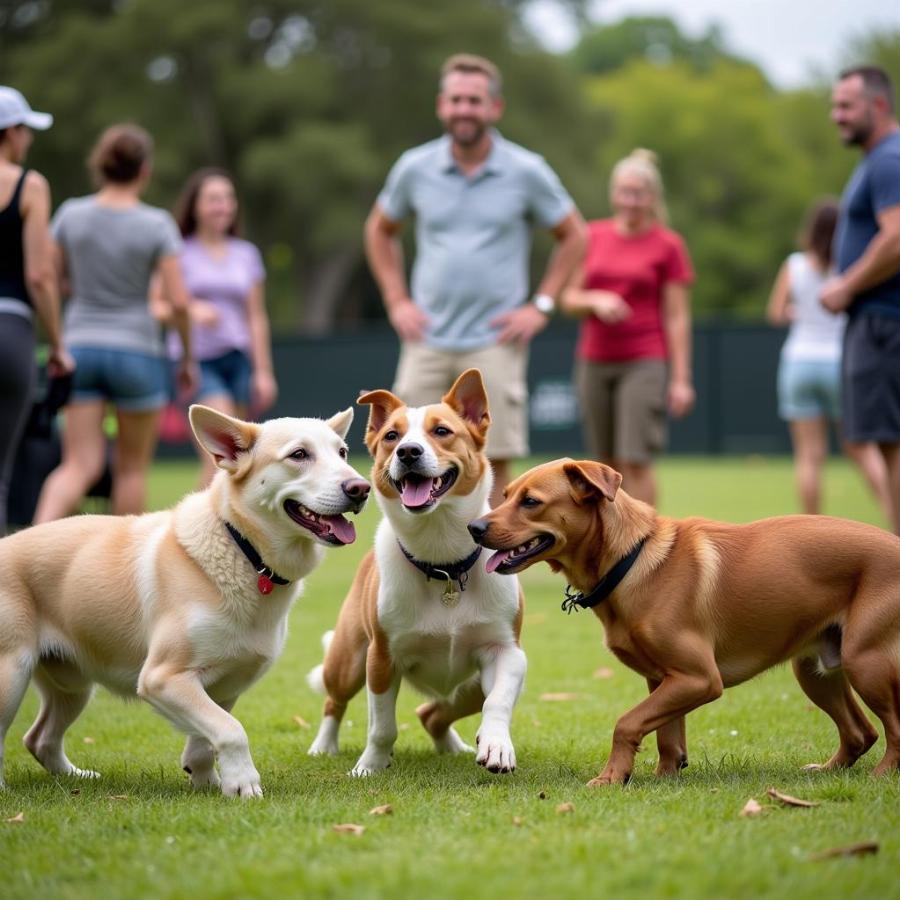 Dogs and their owners socializing at Naples Dog Park