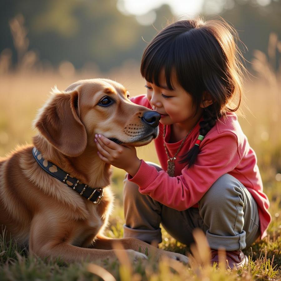 Native American Youth with Dog