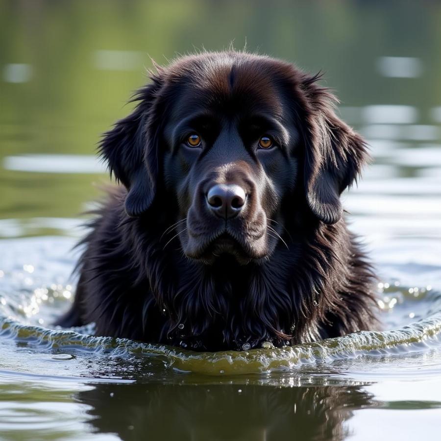 Newfoundland dog swimming