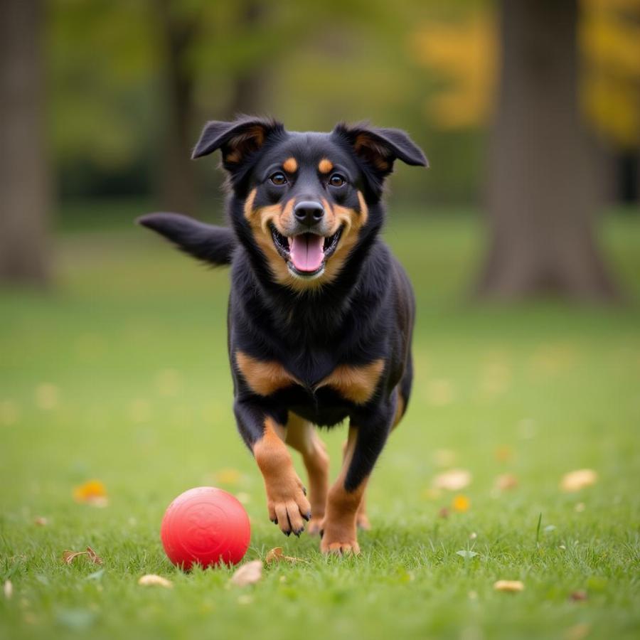 Orphan Annie Dog Playing Fetch in Park