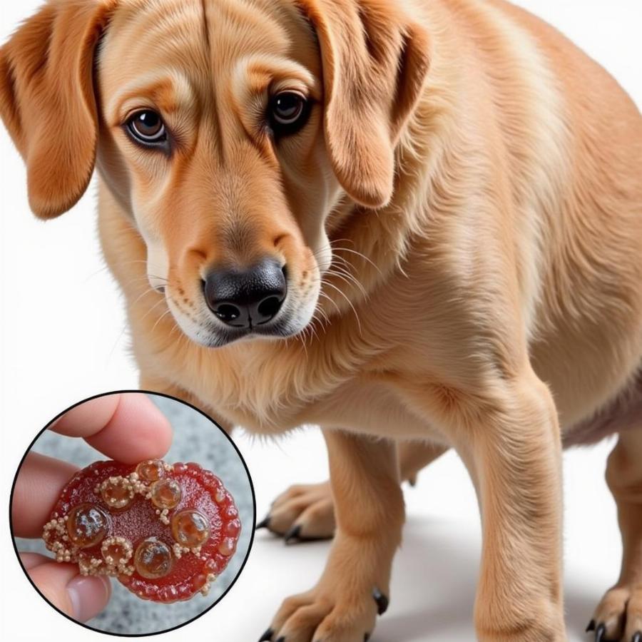 Dog Scratching with Magnified Parasites