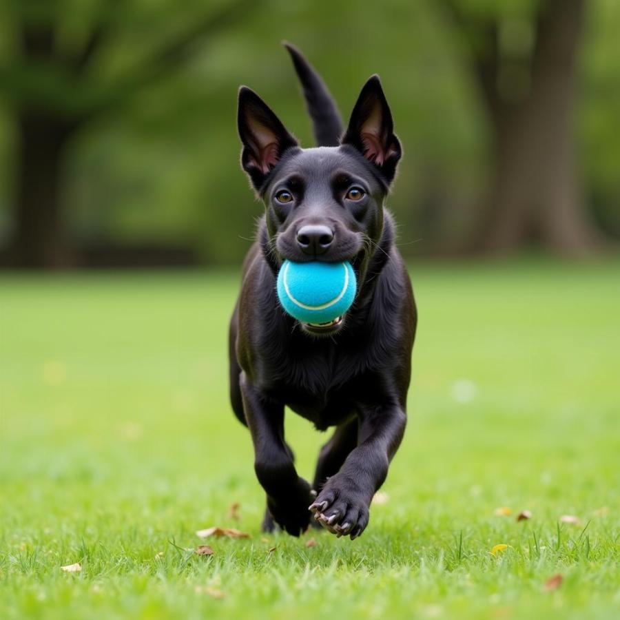 Patterdale Terrier playing fetch