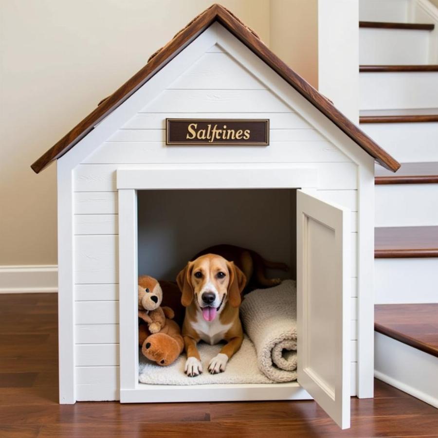 Dog House Under the Stairs with Personalized Decor