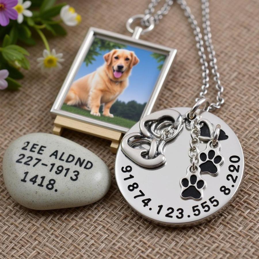 Personalized Dog Memorial Gifts: Necklace, Portrait, and Garden Stone