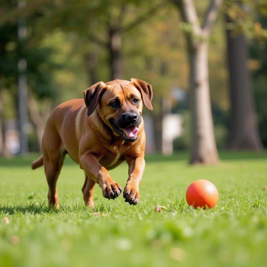 Pit Mastiff Playing Fetch