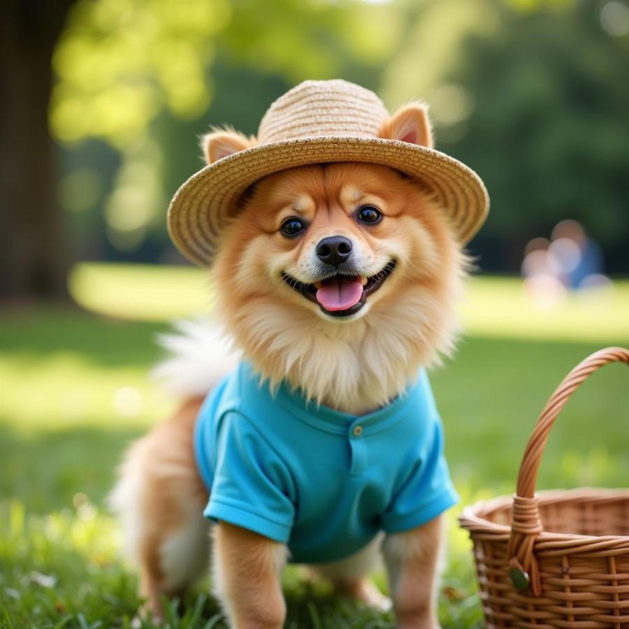 Pomeranian in Summer Clothes