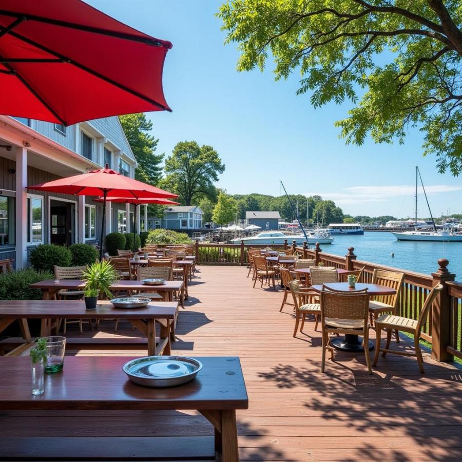 Dog-friendly outdoor seating at the Salty Dog Cafe