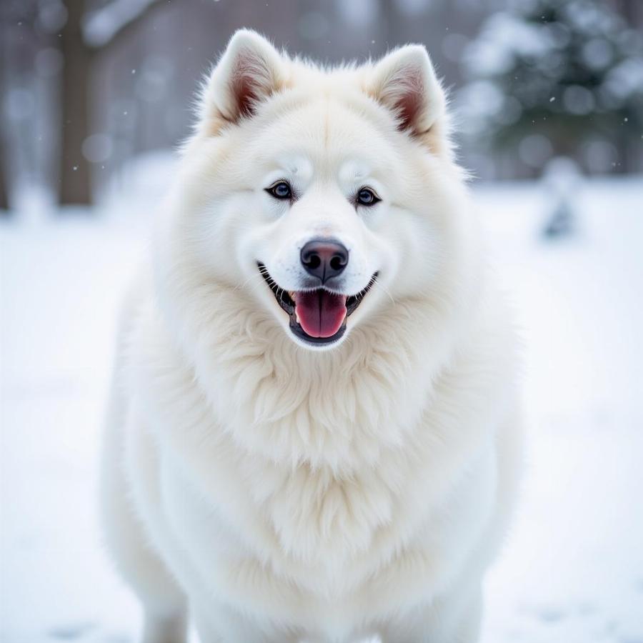 Samoyed dog in snow