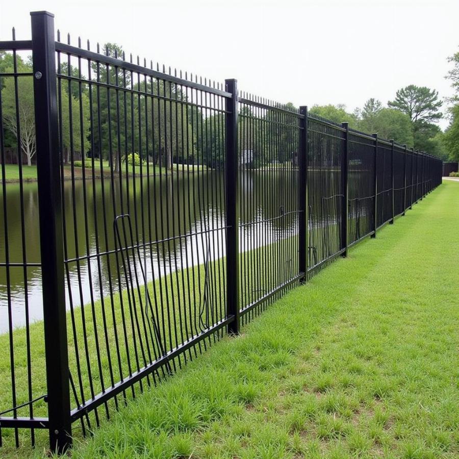 A tall and secure fence bordering an alligator habitat