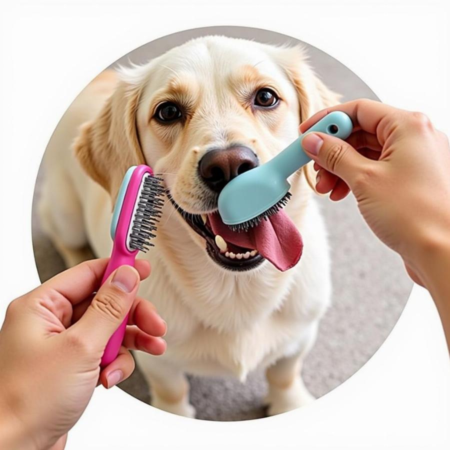 Self Cleaning Dog Brush in Action