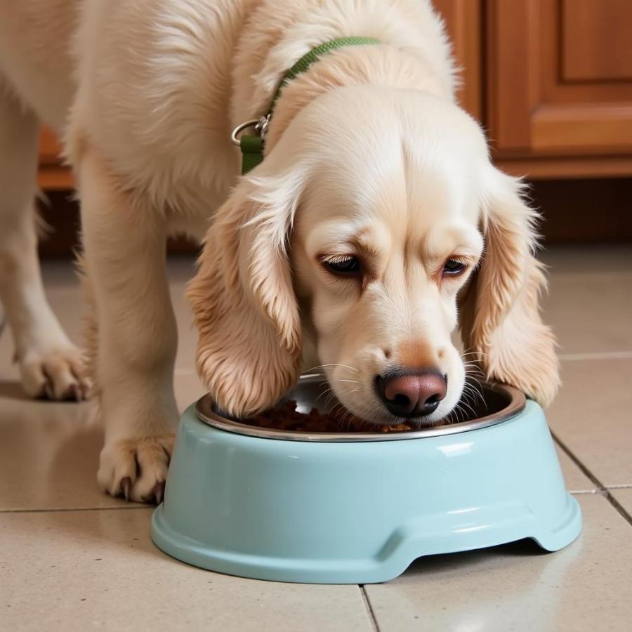 Senior Cocker Spaniel Eating