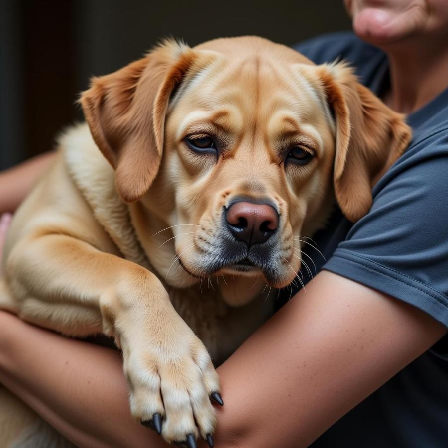 Senior Dog and Owner Cuddling