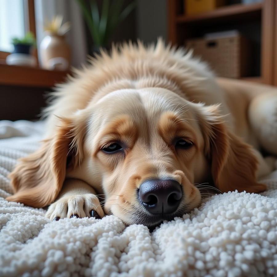 Senior Dog Resting Comfortably at Home