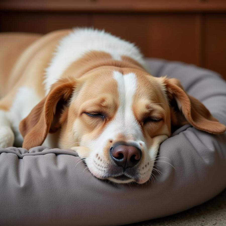 Senior dog resting peacefully