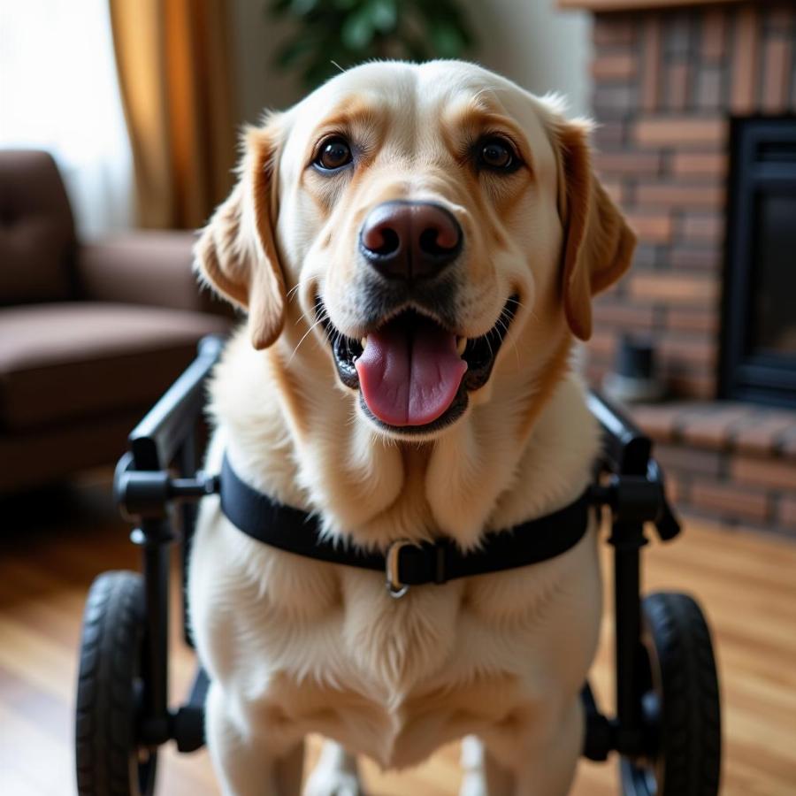 Senior Dog Happy and Mobile in a Wheelchair