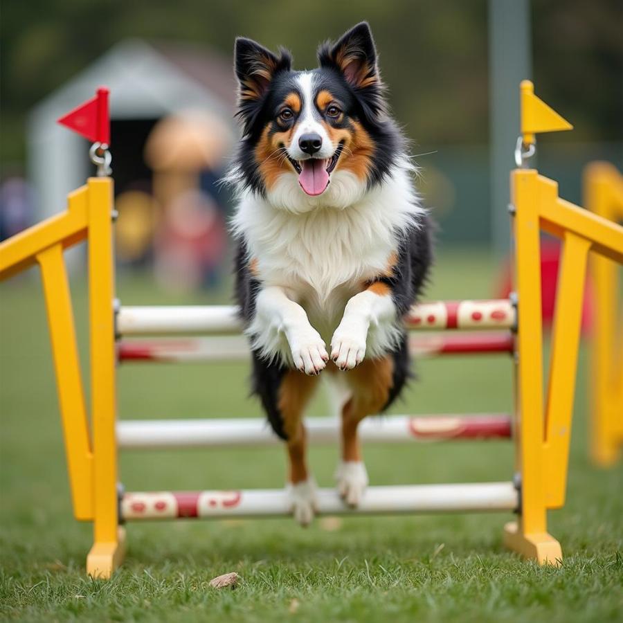 Shetland Sheepdog navigating an agility course