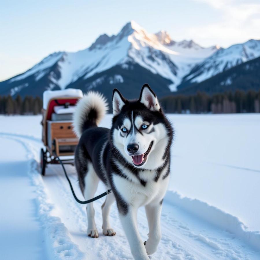 Siberian Husky Pulling Sled