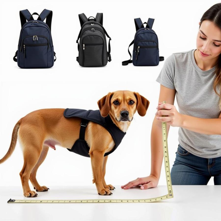 Measuring a small dog for a backpack carrier