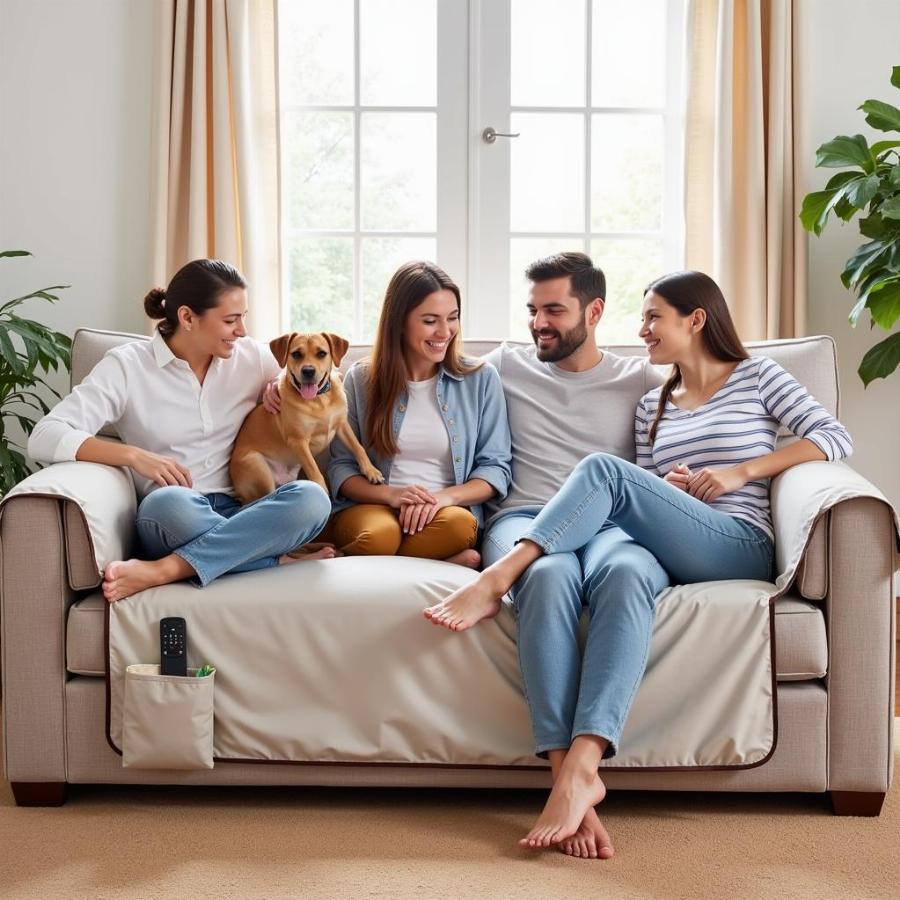 Sofa Cover with Storage Pockets