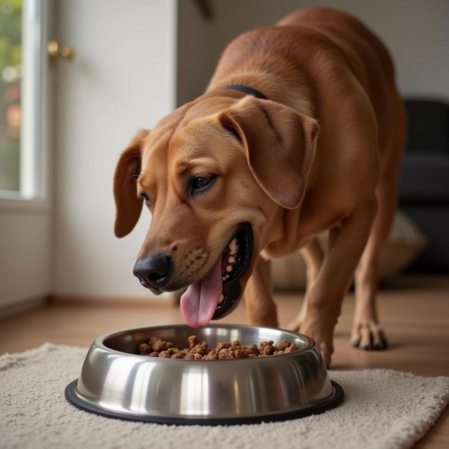 Stray Dog Enjoying a Meal