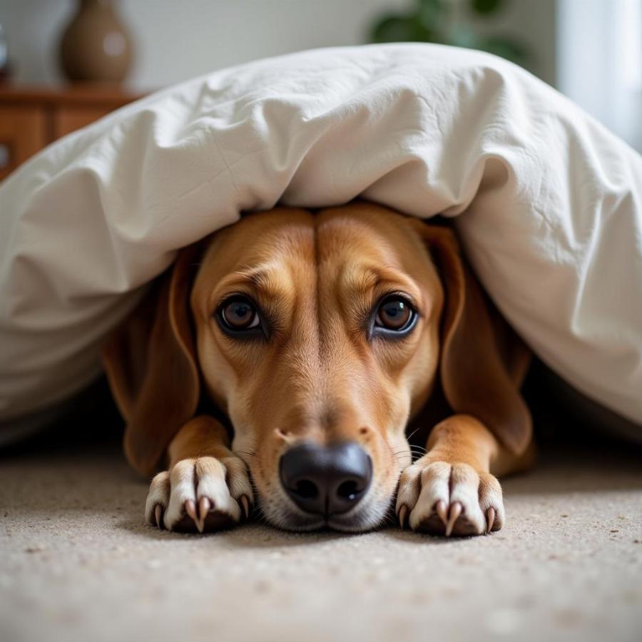 Stressed Dog Hiding Under Bed