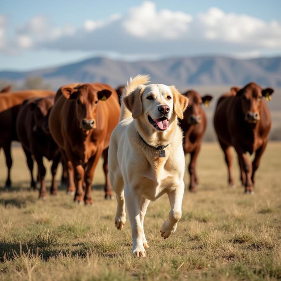 Texas Lacy Dog Herding Cattle