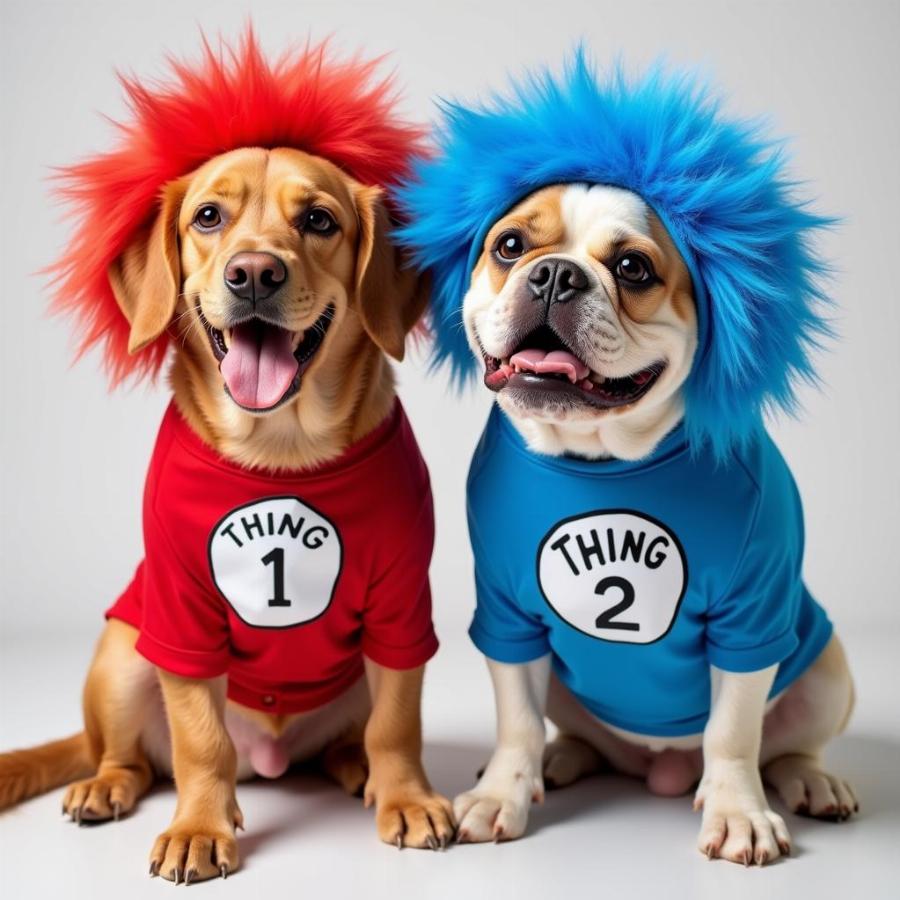 Dogs Dressed as Thing 1 and Thing 2