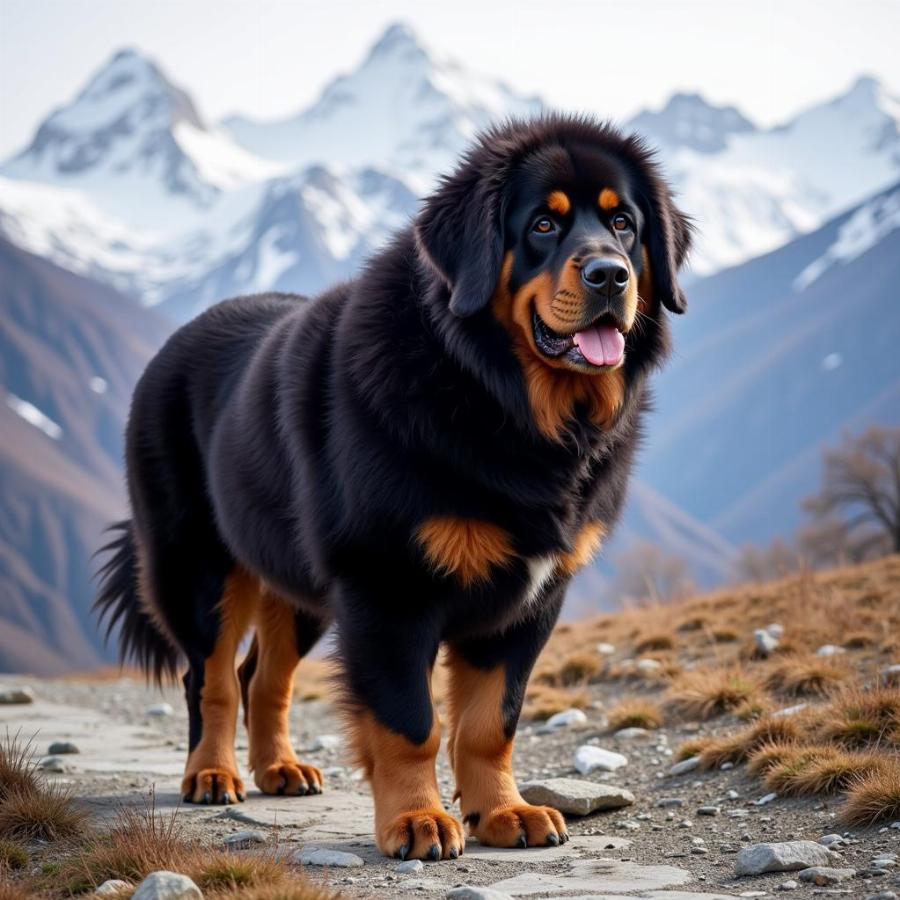 Tibetan Mastiff in the Mountains