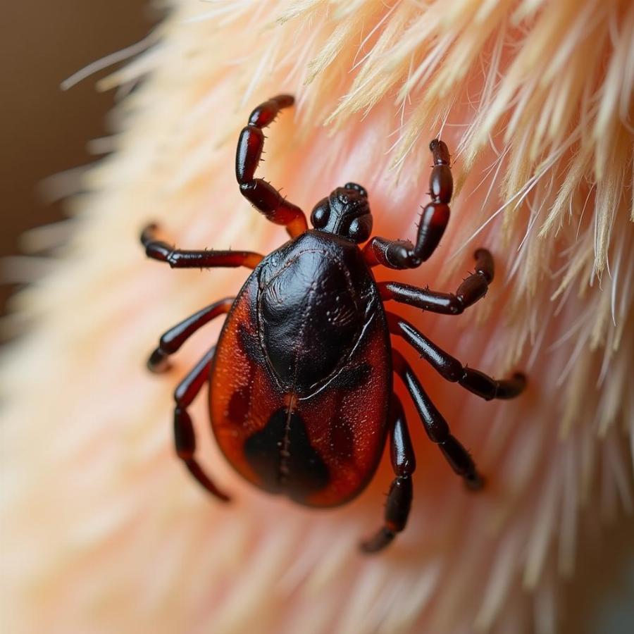 Tick Attached to Dog's Skin