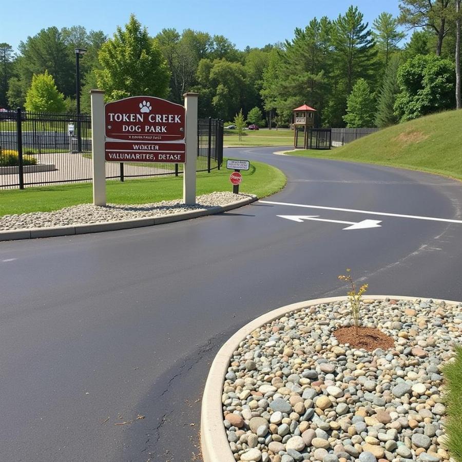 Token Creek Dog Park Location and Parking: Ample parking and clear signage.