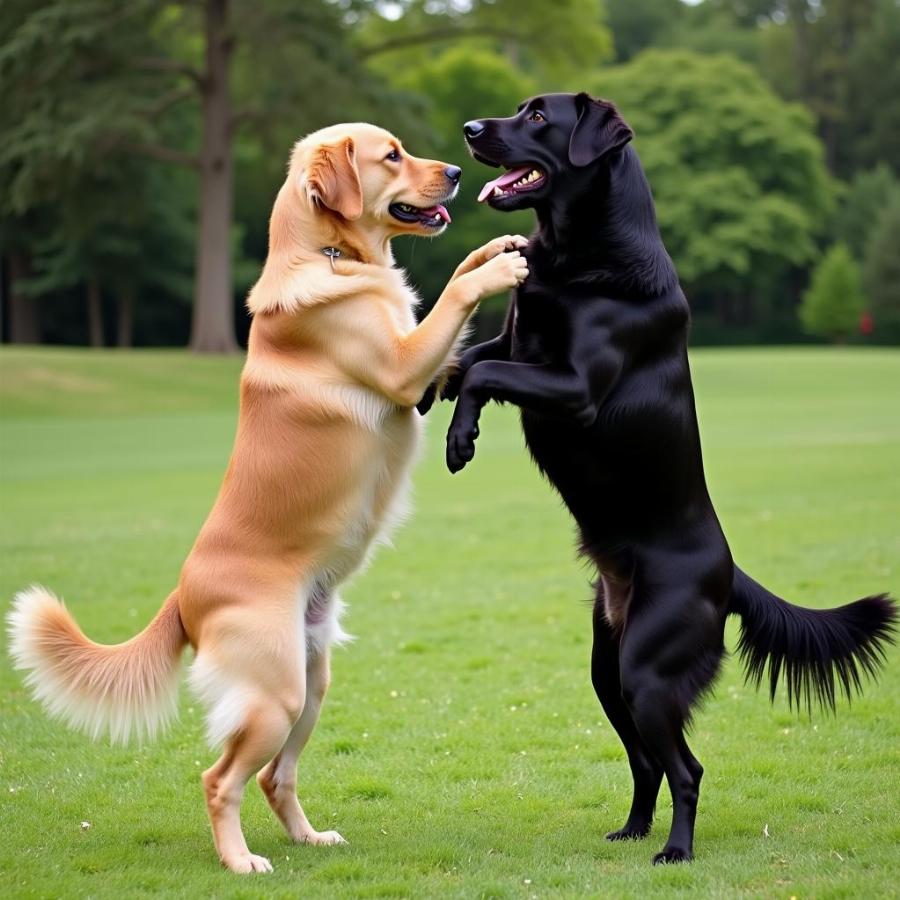 Two Dogs Playing Bow