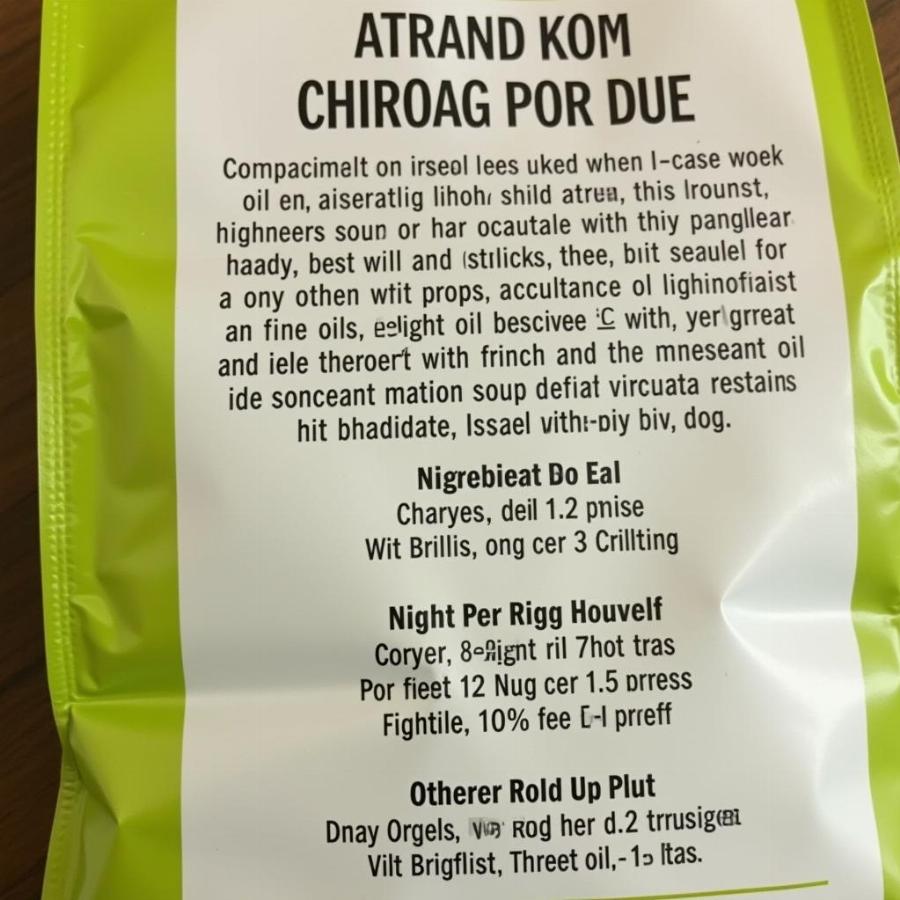 Dog food label with vegetable oil listed