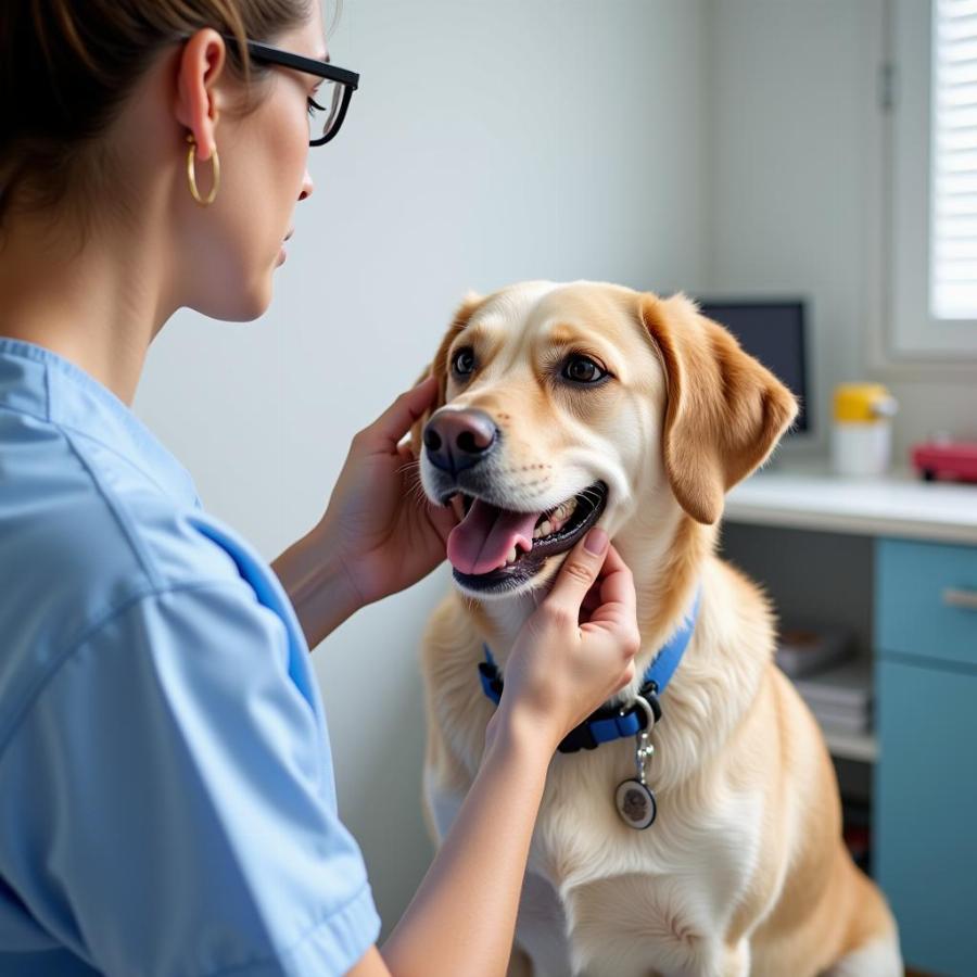 Veterinarian Examining a Dog