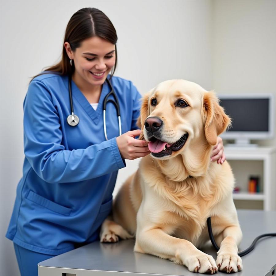 Veterinarian Examining a Dog