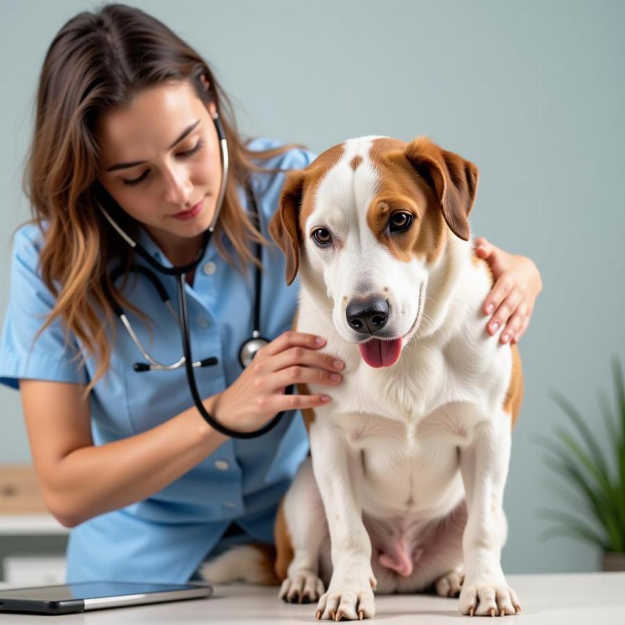 Veterinarian Examining a Dog