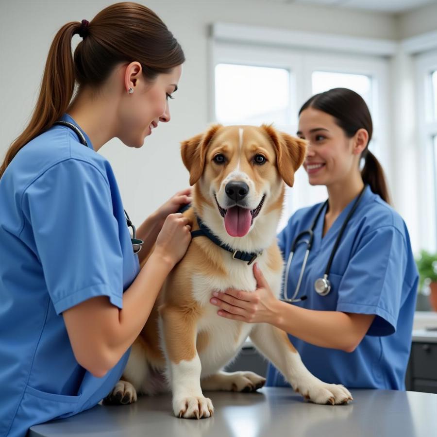 Vet Examining Dog