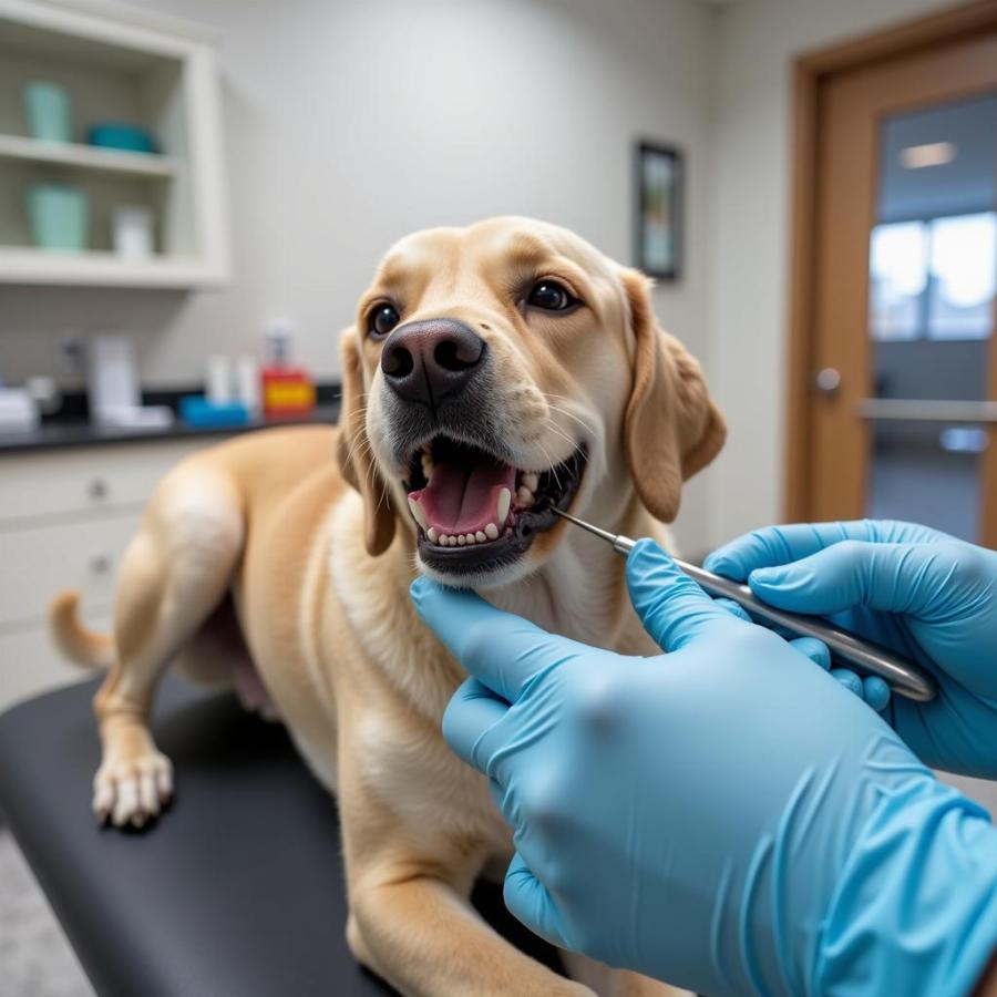 Veterinarian Examining Dog Teeth