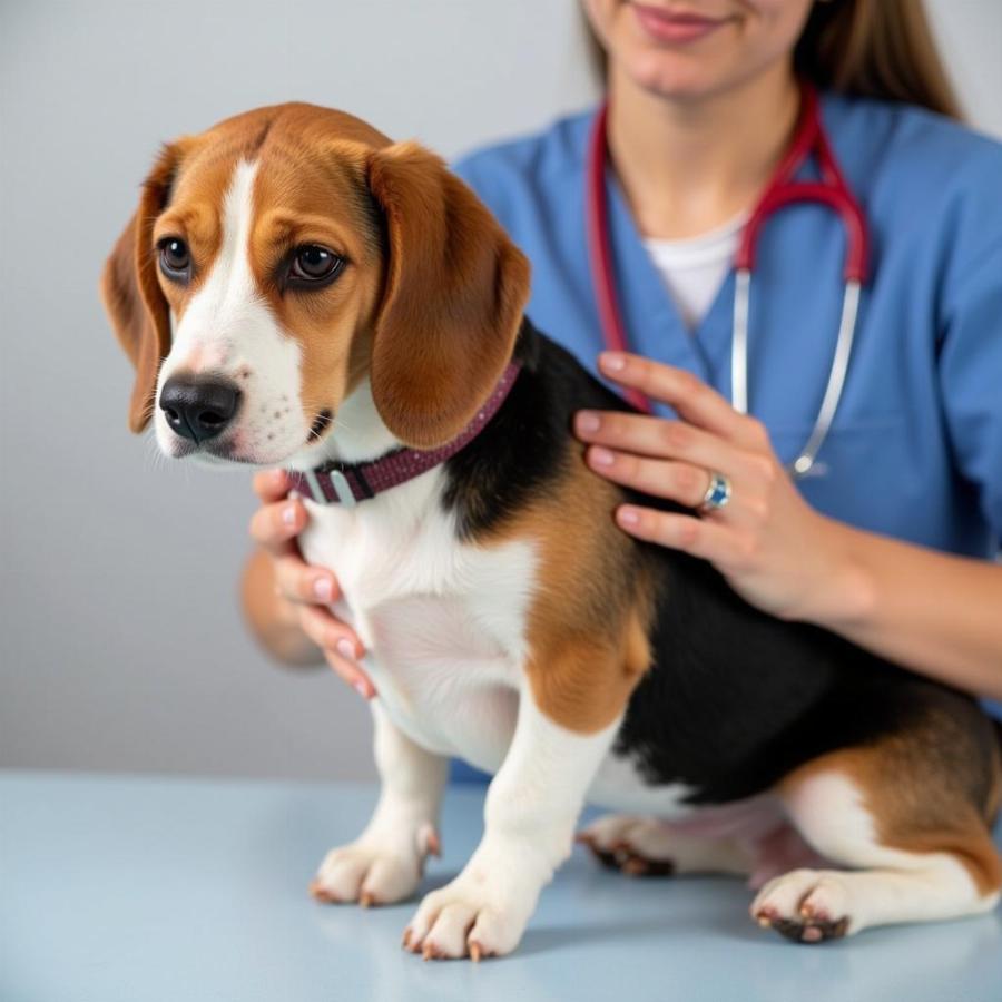 Veterinarian Checking Dog's BCS