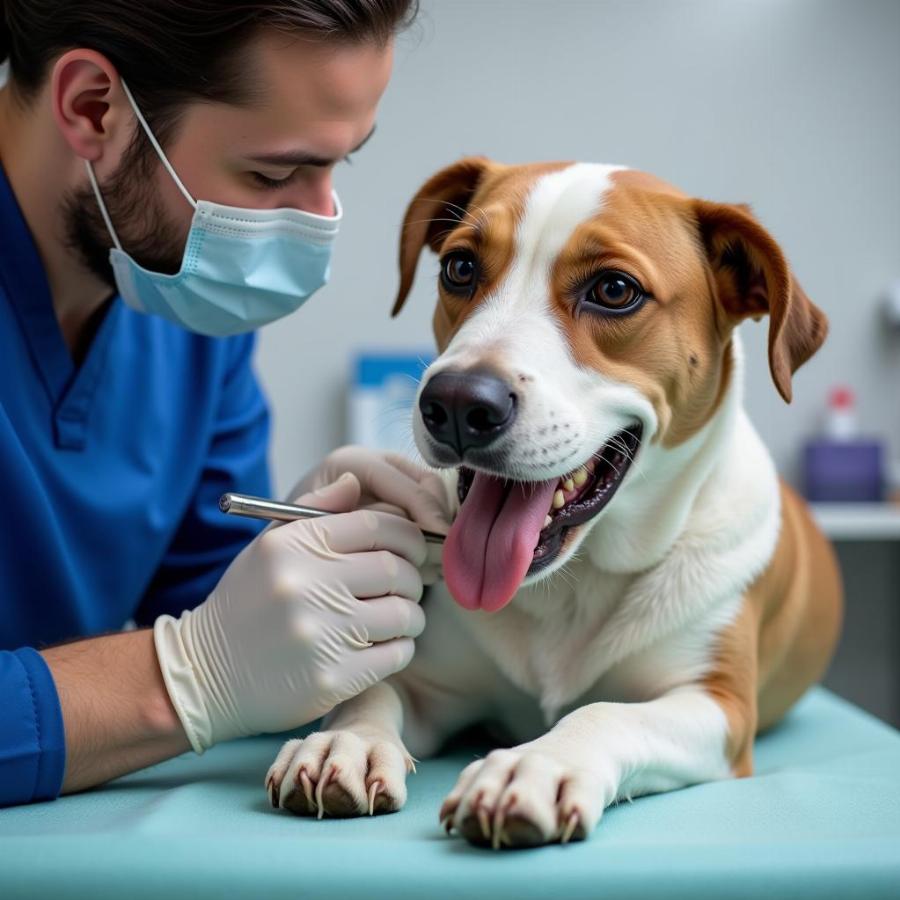 Veterinarian Cleaning Dog's Teeth