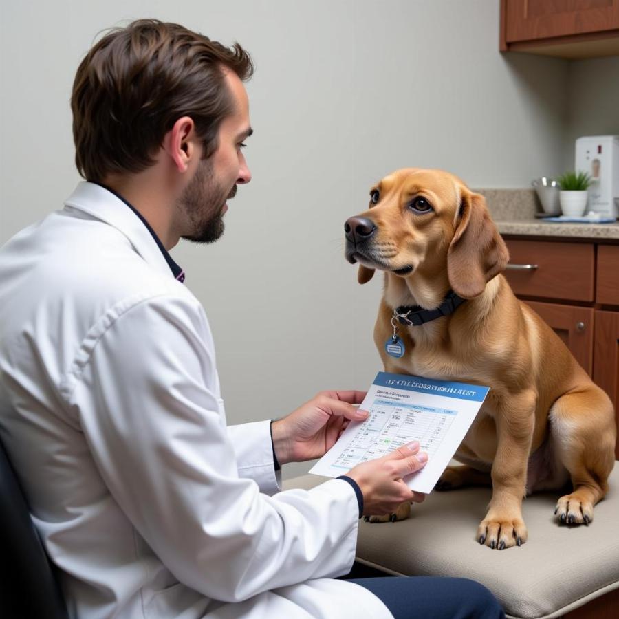 Veterinarian Explaining ACTH Stimulation Test Results to Dog Owner