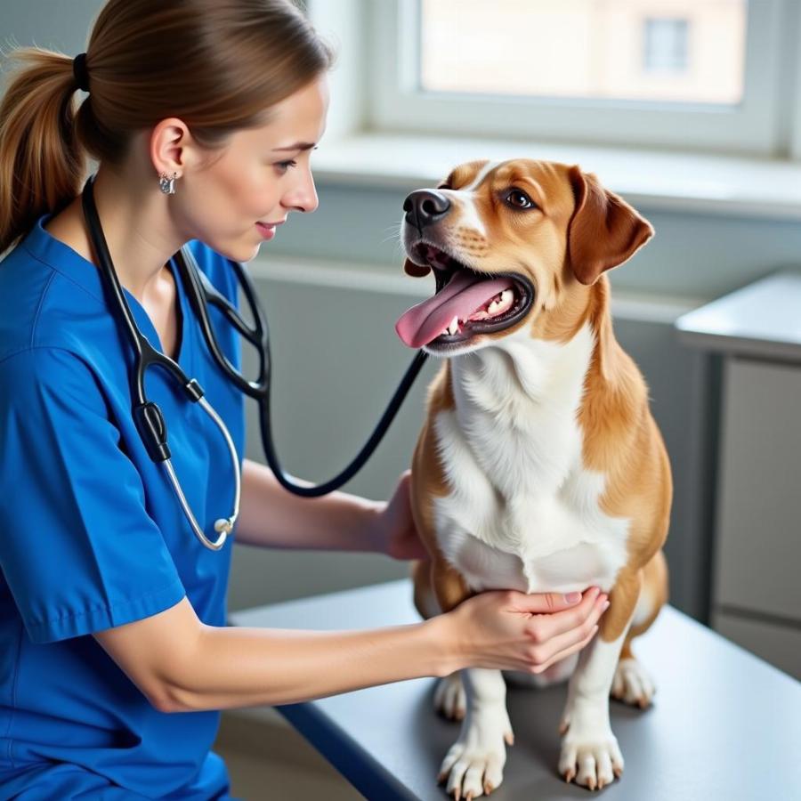 Veterinarian Examining a Dog