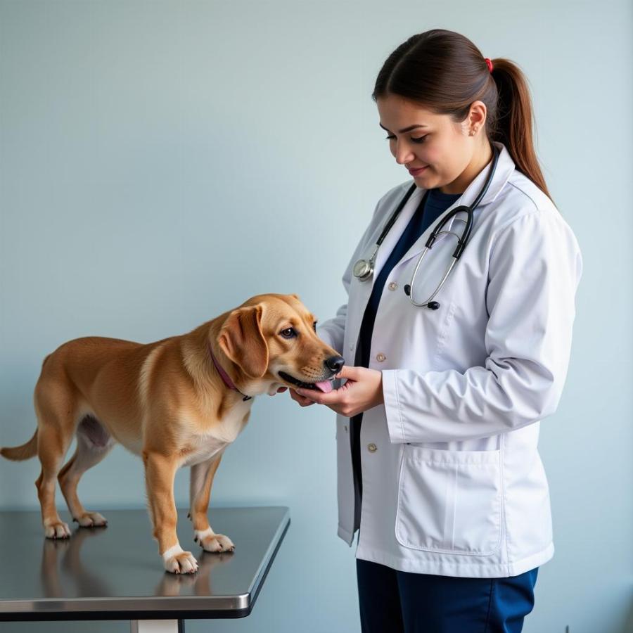 Veterinarian Examining a Dog