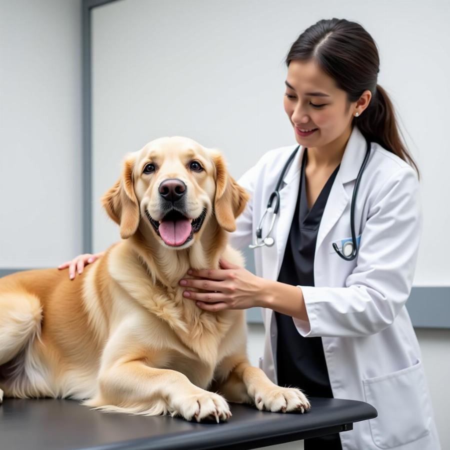 Veterinarian Examining a Dog