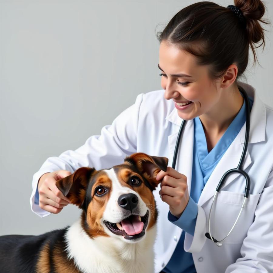 Veterinarian Examining a Dog