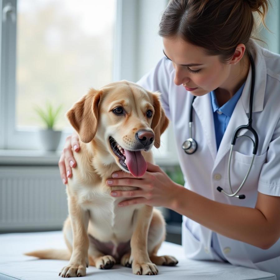 Veterinarian Examining a Panting Dog