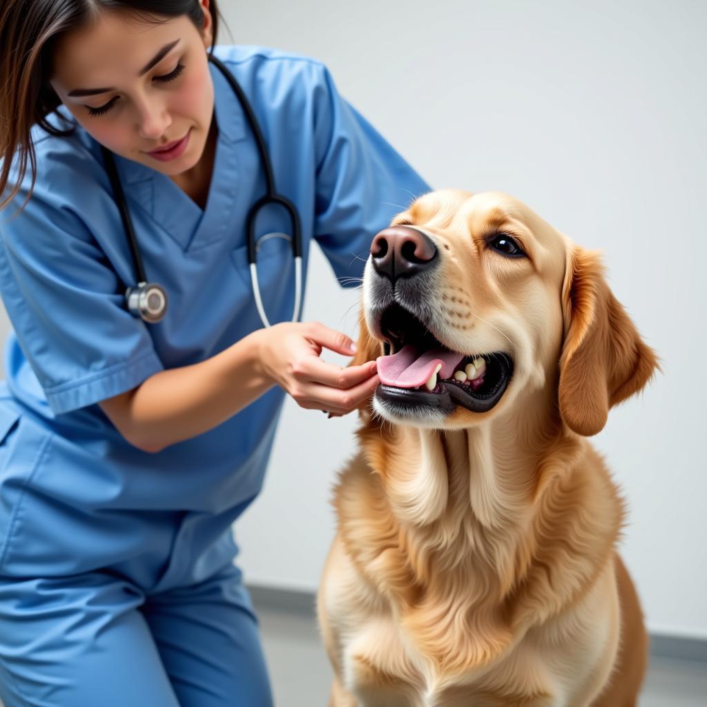 Veterinarian Examining a Dog