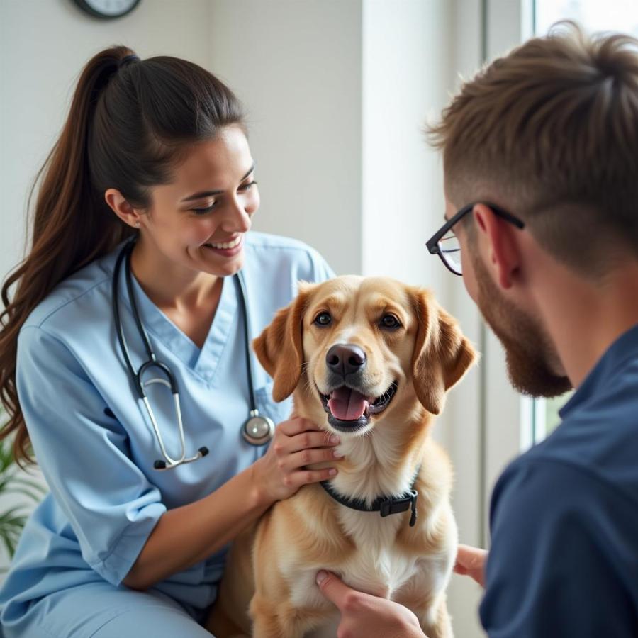 Veterinarian Examining a Dog